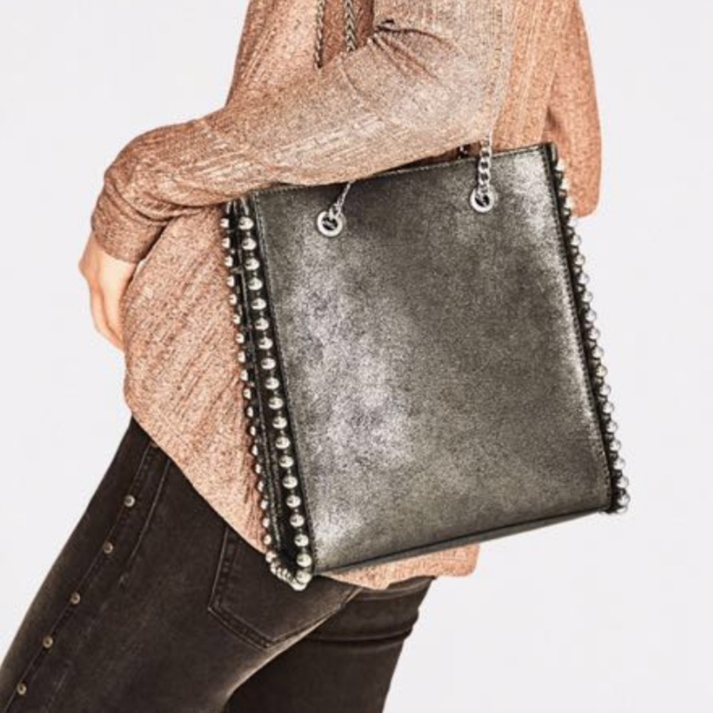 Zara metallic studded tote